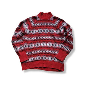 Chaps Fair Isle Festive Red  Knit Sweater